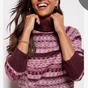 Evereve Petra Multicolor Striped Cowl Neck Sweater